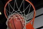 Basketball in hoop.